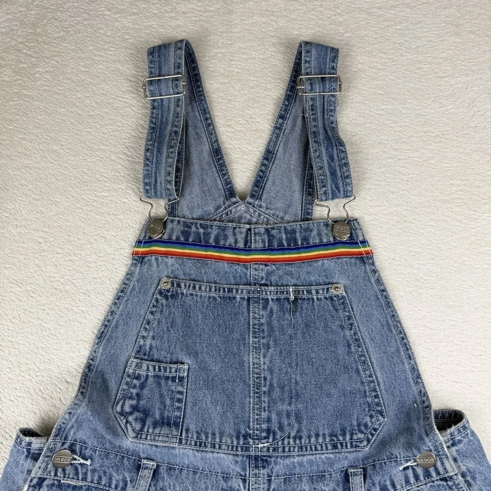 VTG 90's Retro Vasco Jeans‎ USA Women's Rainbow Carpenter Overalls Sz M PRIDE